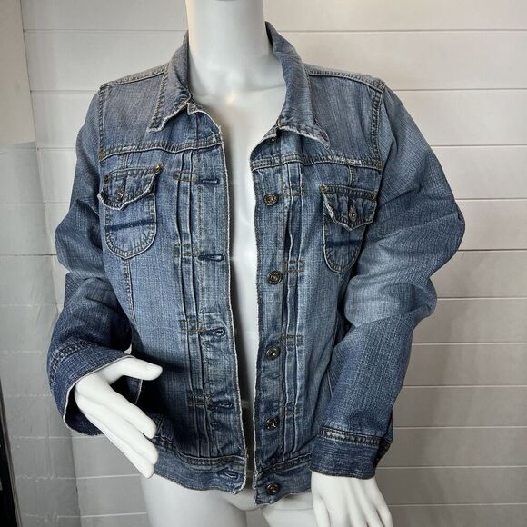 Vintage 1990's Y2K Distressed Hand Painted Hummingbird Floral Old Navy Jacket L - Picture 4 of 10